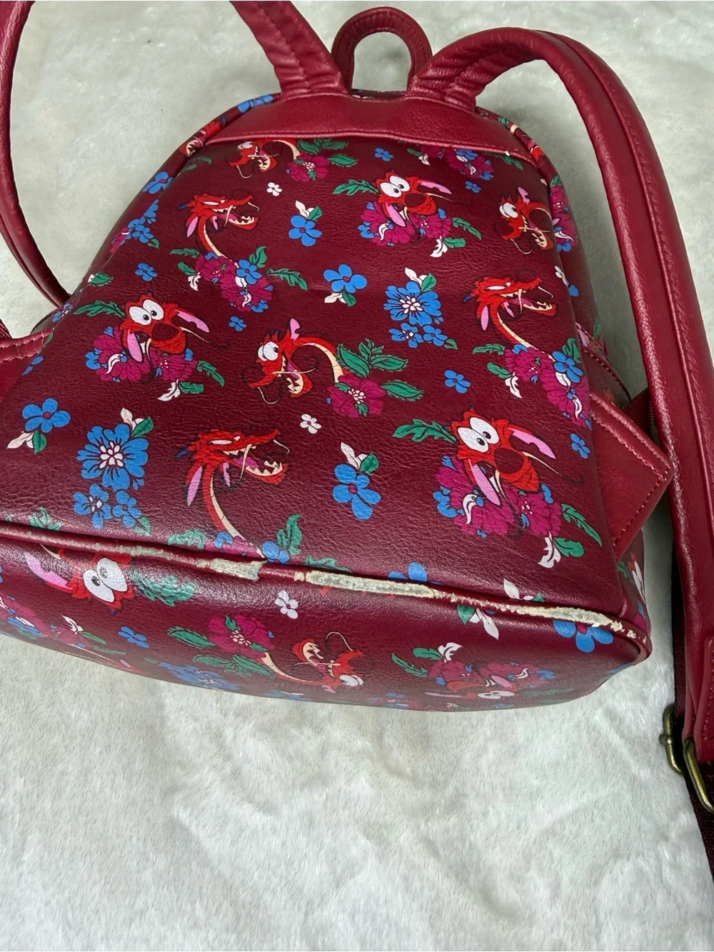 Disney Loungefly Mushu Floral Mini Backpack | Mulan |